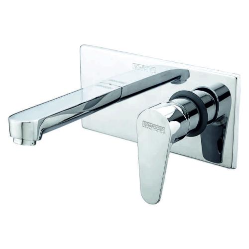 Single Lever Basin Mixer Wall Mounted (Exposed Parts Kit Consisting of Operating Lever, Wall Flange & Spout) Chrome